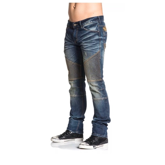 AFFLICTION Men Denim Jeans GAGE GRID MALI Embroide - Picture 6 of 9